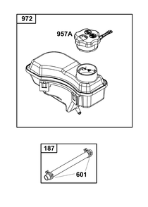 Fuel Supply Group Diagram and Parts List for 123P02-0072-F1 100000 - 19Z999 Briggs and Stratton Engine